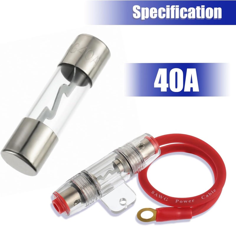 BOJACK 8 Gauge AWG 1ft Power Wire with 40 Amp AGU Fuse Holder 40A（Pack of 2） - Image 5